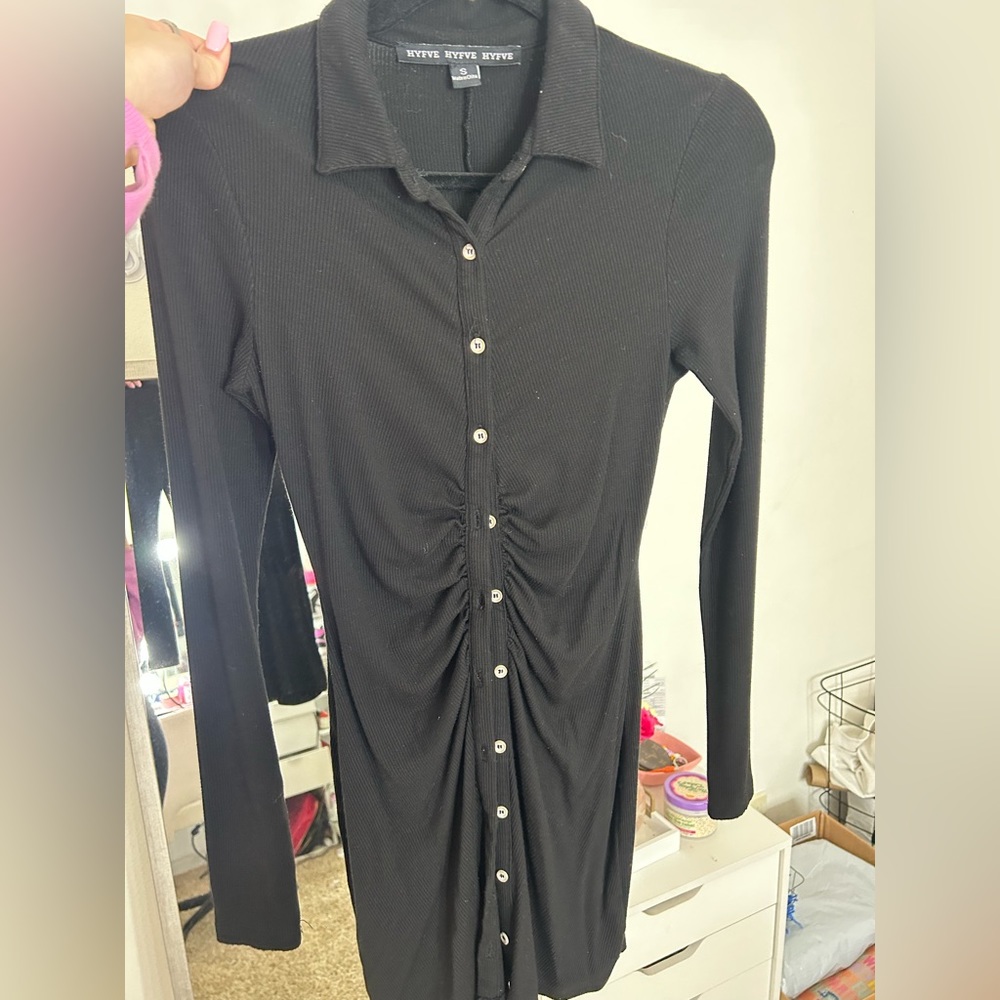 Black button up dress!